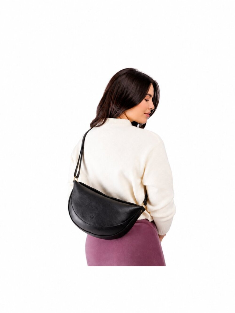 Black Pebbled Koala Crossbody Bag LARGE. Portland Leather Goods